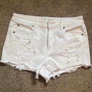 American Eagle high-waist white denim shorts, 10